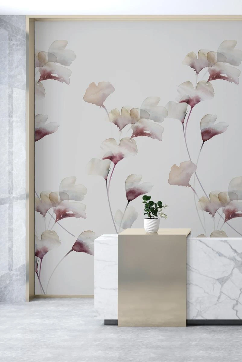 Gingko Mural Wallpaper - Grape