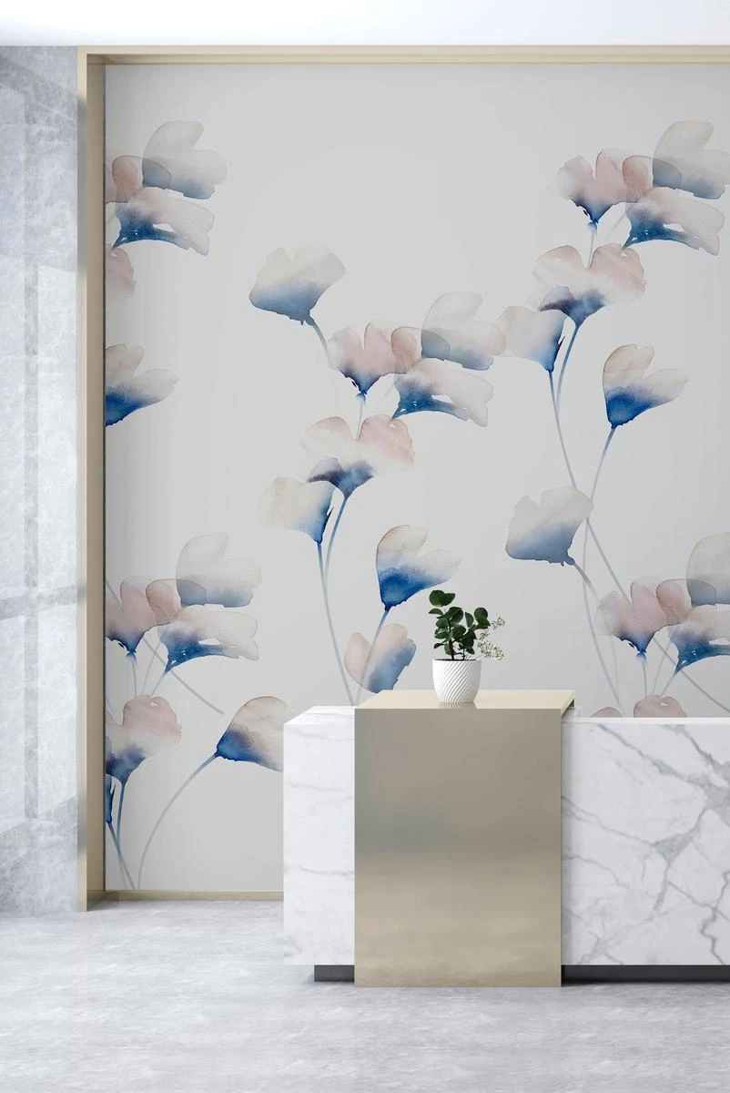 Gingko Mural Wallpaper - Blush